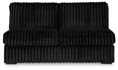 Armless Loveseat In Solid Onyx Fabric