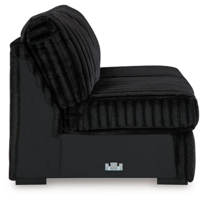 Armless Loveseat In Solid Onyx Fabric