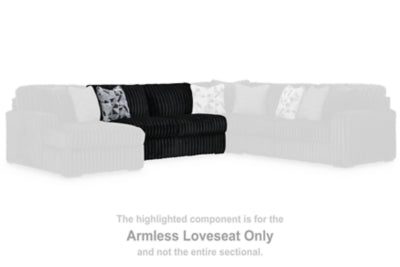 Armless Loveseat In Solid Onyx Fabric
