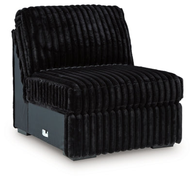 Armless Chair In Solid Onyx Fabric
