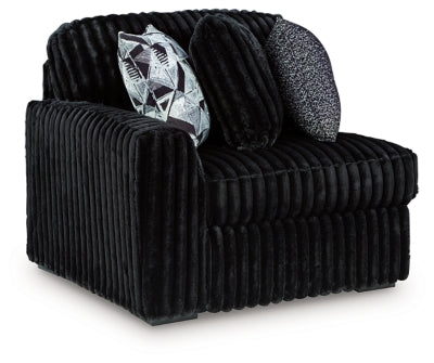 Left-Arm Facing Corner Chair In Solid Onyx Fabric