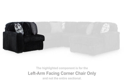 Left-Arm Facing Corner Chair In Solid Onyx Fabric