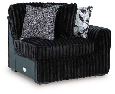 Right-Arm Facing Corner Chair In Solid Onyx Fabric