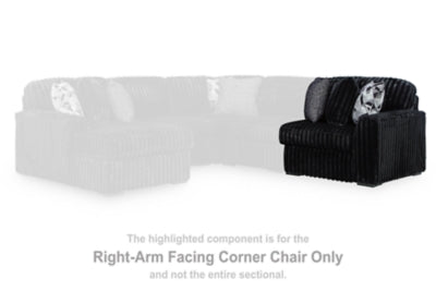 Right-Arm Facing Corner Chair In Solid Onyx Fabric