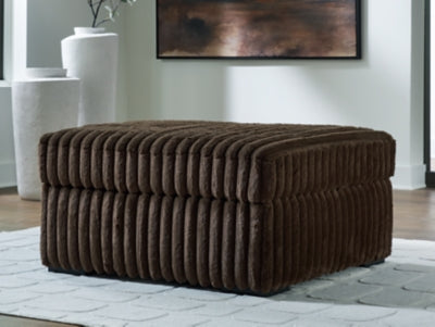 Oversized Accent Ottoman In Solid Chocolate Fabric