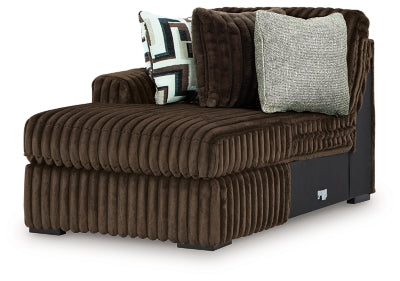 Left-Arm Facing Corner Chaise In Solid Chocolate Fabric