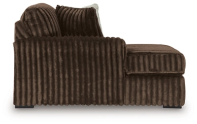 Left-Arm Facing Corner Chaise In Solid Chocolate Fabric
