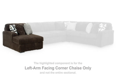 Left-Arm Facing Corner Chaise In Solid Chocolate Fabric