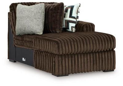 Right-Arm Facing Corner Chaise In Solid Chocolate Fabric