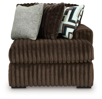 Right-Arm Facing Corner Chaise In Solid Chocolate Fabric