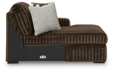 Right-Arm Facing Corner Chaise In Solid Chocolate Fabric
