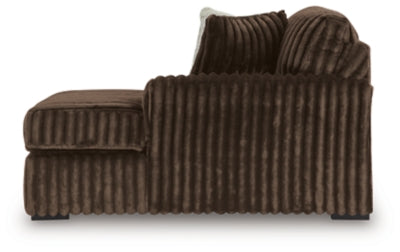 Right-Arm Facing Corner Chaise In Solid Chocolate Fabric
