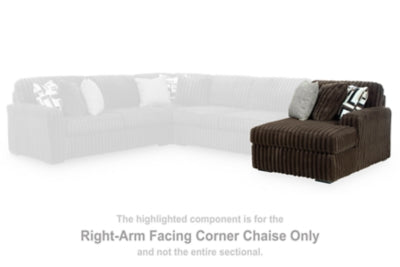 Right-Arm Facing Corner Chaise In Solid Chocolate Fabric