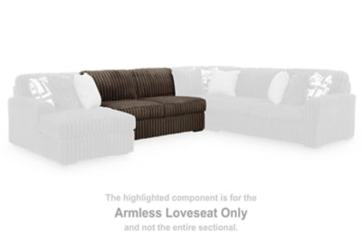 Armless Loveseat In Solid Chocolate Fabric