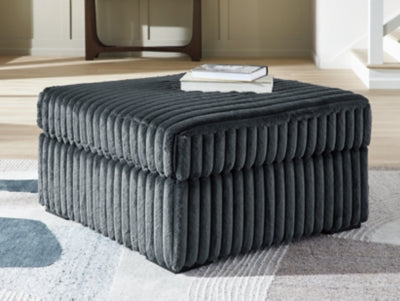 Oversized Accent Ottoman In Solid Gunmetal Fabric