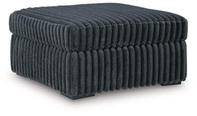 Oversized Accent Ottoman In Solid Gunmetal Fabric