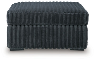 Oversized Accent Ottoman In Solid Gunmetal Fabric