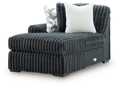 Left-Arm Facing Corner Chaise In Solid Gunmetal Fabric