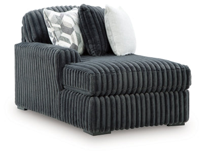 Left-Arm Facing Corner Chaise In Solid Gunmetal Fabric