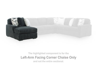 Left-Arm Facing Corner Chaise In Solid Gunmetal Fabric