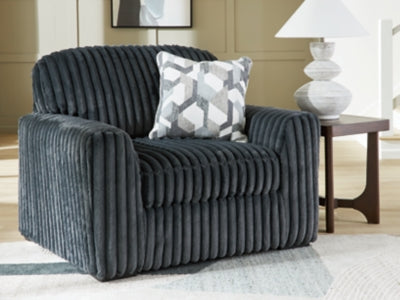 Oversized Chair In Solid Gunmetal Fabric