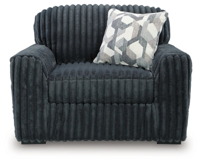 Oversized Chair In Solid Gunmetal Fabric