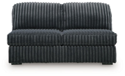 Armless Loveseat In Solid Gunmetal Fabric