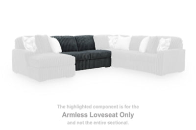 Armless Loveseat In Solid Gunmetal Fabric