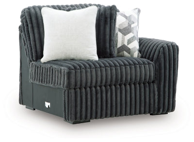 Right-Arm Facing Corner Chair In Solid Gunmetal Fabric