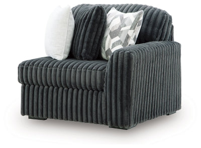Right-Arm Facing Corner Chair In Solid Gunmetal Fabric