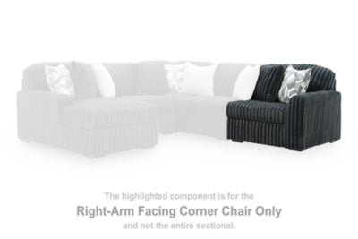 Right-Arm Facing Corner Chair In Solid Gunmetal Fabric