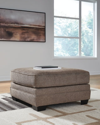 Oversized Accent Ottoman In Solid Nutmeg Fabric