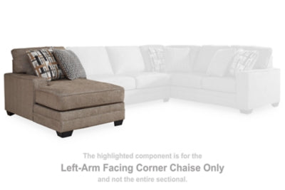 Left-Arm Facing Corner Chaise In Solid Nutmeg Fabric