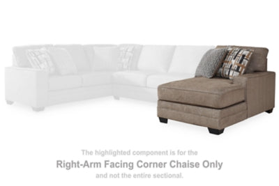 Right-Arm Facing Corner Chaise In Solid Nutmeg Fabric