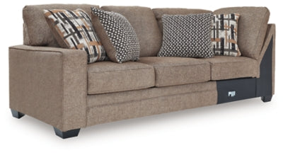 Left-Arm Facing Sofa with Corner Wedge In Solid Nutmeg Fabric