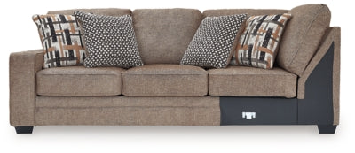 Left-Arm Facing Sofa with Corner Wedge In Solid Nutmeg Fabric