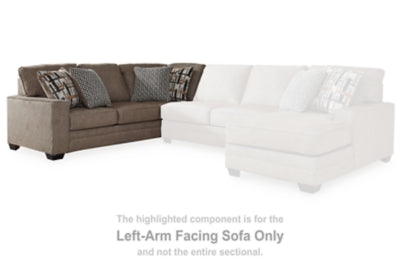 Left-Arm Facing Sofa with Corner Wedge In Solid Nutmeg Fabric