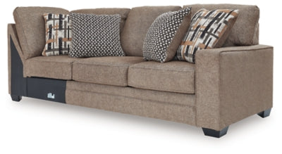 Right-Arm Facing Sofa with Corner Wedge In Solid Nutmeg Fabric