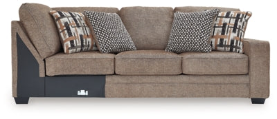 Right-Arm Facing Sofa with Corner Wedge In Solid Nutmeg Fabric