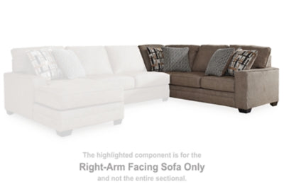 Right-Arm Facing Sofa with Corner Wedge In Solid Nutmeg Fabric