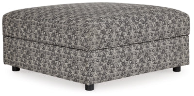 Ottoman With Storage In Solid Bisque Fabric