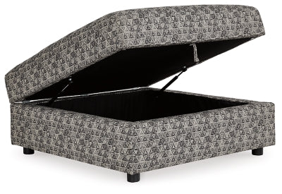 Ottoman With Storage In Solid Bisque Fabric