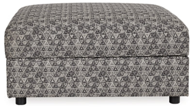 Ottoman With Storage In Solid Bisque Fabric
