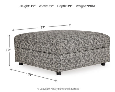 Ottoman With Storage In Solid Bisque Fabric