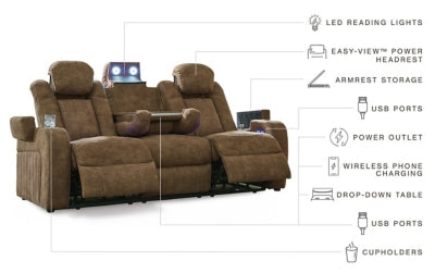 Power Reclining Loveseat In Solid Brindle Fabric